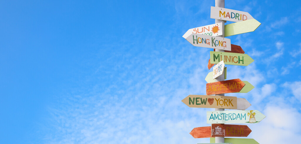 travel traffic sign and blue sky